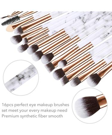 DUAIU 16Pcs Eye Makeup Brushes Set - Premium Synthetic Eyeshadow, Eyebrow, and Eyeliner Blending Brushes with Marble Handles and Pink Cosmetic Bag - Buy Online on GoSupps.com