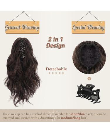 BARSDAR 14'' Short Wavy Ponytail Extension - Medium Brown & Ash Blonde Highlights | Synthetic Claw Clip Curly Hairpiece for Daily & Party Wear - Buy Online on GoSupps.com