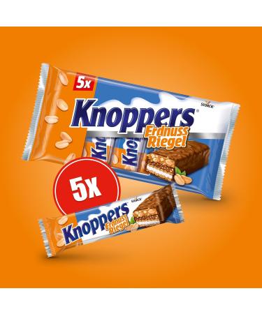 Knoppers Peanut Bar - 200g Waffle with Milk & Peanut Cream Chopped Peanuts & Caramel - 5 Delicious Bars - Buy Online on GoSupps.com