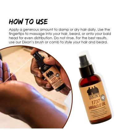 Dixon's 1737 Miracle Oil - Organic Beard Scalp & Hair Oil for Softness Shine & Hydration (2 fl oz) - International Shipping Available - Buy Online on GoSupps.com