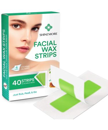 Facial Wax Strips for Women - Hypoallergenic Hair Removal for All Skin Types - Gentle and Fast-Working on Face, Eyebrow, Upper Lip, Chin - 40 Wax Strips + 4 Calming Oil Wipes - Buy Online on GoSupps.com