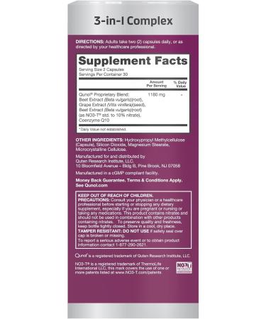 Qunol Blood Pressure Support 3 in 1 Beets + CoQ10 + Grape Seed Extract Beet Root Capsules That Supports Healthy Blood Circulation & Heart Healthy Energy 60 Count (Pack of 1) Unflavored 60 Count (Pack of 1) - Buy Online on GoSupps.com