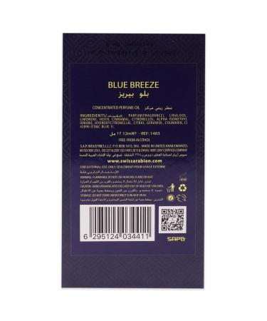 Swiss Arabian Blue Breeze For Unisex - Luxury Products From Dubai - Long Lasting Personal Perfume Oil - A Seductive Exceptionally Made Signature Fragrance - The Luxurious Scent Of Arabia - 0.4 Oz - Buy Online on GoSupps.com