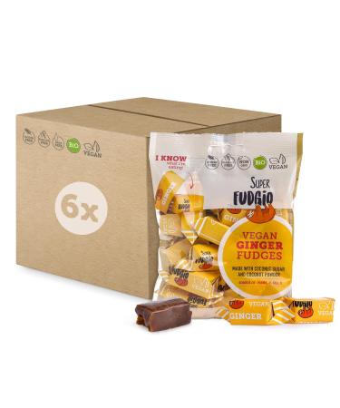 Super fudgio organic candies - ginger - vegan and gluten -free - Organic caramel candies without palm oil - with organic coconut milk and coconut sugar |6x150g multipack |Ginger ginger 6 Pack