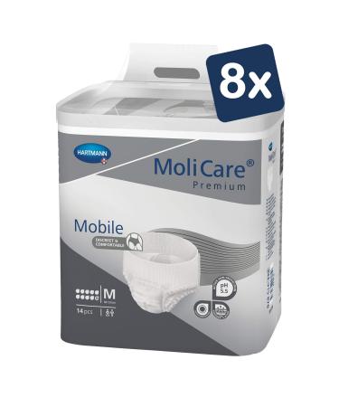 Molicare Premium Mobile disposable pants: discrete use in incontinence for women and men 10 drops sizeM (80-120 cm hip circumference) 8x14 pieces m (112 pieces)
