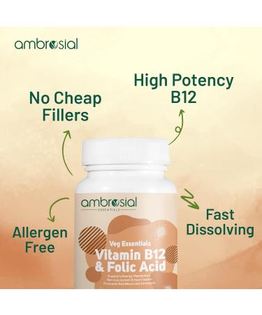 Vitamin B12 1000 mcg + Folic Acid 500 mcg | 1500 mcg Supplement for Energy & Brain Support | Reduce Fatigue | Immune System Booster - 60 Capsules - Buy Online on GoSupps.com