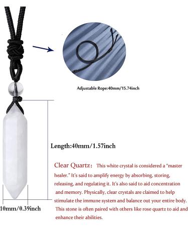 YATOJUZI Clear Quartz Healing Crystal Necklace - Adjustable Hexagonal Point Pendant for Reiki Energy - Natural Gemstone Jewelry for Women and Men - Buy Online on GoSupps.com