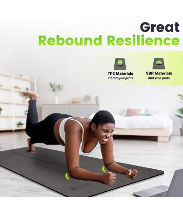 GOGOKIWI Large Non-Slip Yoga Mat 6'x4'/3' | Extra Wide 1/4 Inch Thick Workout Mat for Home Gym | Ideal for Yoga, Pilates, Stretching & Fitness | Just Black - Buy Online on GoSupps.com