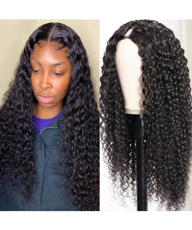 Ainmeys 26 Inch Curly V Part Wigs Brazilian Kinky Curly Human Hair Wigs for Black Women V Shape Wigs No Leave Out Lace Front Wigs Deep curly Upgrade U Part Wigs Glueless Full Head Clip In Half Wigs 150% Density (26in, v pa…