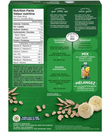 GERBER Organic Cereal Wheat & Wholegrain Oatmeal with Banana Baby Food Cereals 6+ Months 208 g 6 Pack - Packaging May Vary - Buy Online on GoSupps.com