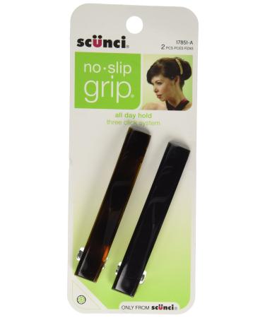 Scunci No-Slip Grip Auto Clasp Barrettes Colors May Vary 2 ea (Pack of 2)
