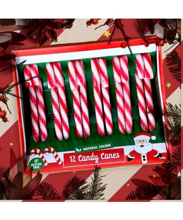 Mijoma Canmate Strawberry Candy Canes - Red/White Striped - Natural Colors - Perfect Christmas Tree Decorations & Gift Hangers - Coxy Christmas (72 x 12g) - Buy Online on GoSupps.com