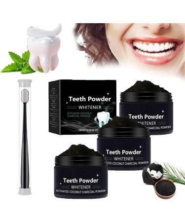 Cleopatra s Natural Teeth Whitening Powder Activated Coconut Charcoal Powder Tooth Cleaning Powder Remove Yellow Stains and White Teeth (3 PCs)