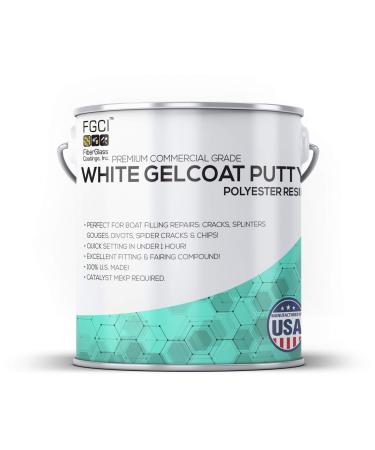 FGCI GELCOAT Repair Putty Filler Fixer & Restoration Fairing Compound, 1 Pint-White, Fiberglass GELCOAT Crack CHIP Scrape Repair KIT, Boat Hull, Deck, Bottom, Console Repair