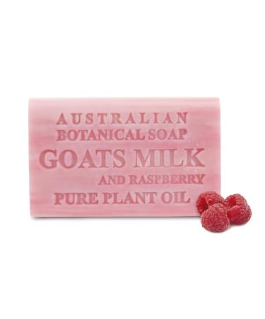 Australian Botanical Soap  Goats Milk with Raspberry 6.6 oz (187g) Soap Bars | All Skin Types | Shea Butter Enriched - 1 Count Goat's Milk with Raspberry 6.6 Ounce (Pack of 1)