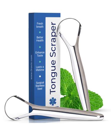 Tongue Scraper Stainless Steel | Bad Breath Treatment | Tongue Cleaner | for a Fresh Breath and Better Oral Health | Stainless Steel Tongue Scraper | Tongue Cleaner for Kids and Adults | ORAVIX
