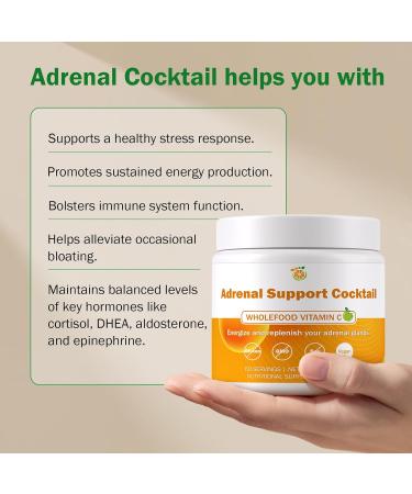 Adrenal Support Cocktail Powder Adrenal Boost Drink Mix Whole Food Vitamin C + Potassium Bicarbonate & Sea Salt 8.5 oz Mix in 8 16 oz Water Coconut Water or Beverage - Buy Online on GoSupps.com