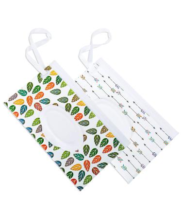 Provone 2PCS Wet Wipe Pouch Travel Wipes Case Reusable Refillable Wet Wipe Bag Travel Wipes Dispenser Wipe Pouches for Baby or Personal Style 01