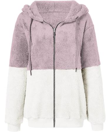 Buy Hanxiulin Women's Fleece Plush Jacket - Warm Fluffy Zipper Wool Coat Long Winter Trench in Pink XXL - International Shipping Available - Buy Online on GoSupps.com