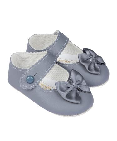 Early Days Baypods Baby Shoes for Girls Soft Soled Pre Walker Shoes Soft Faux Leather Baby Shoes Made in England 1 UK Child Grey