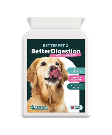 BETTERPET Better Digestion | Pre & Probiotics For Dogs | 120 Tablets | Suitable For All Breeds & Ages | Chicken Flavour | For Gut Health Digestive Care Diarrhea Treatment & Allergies