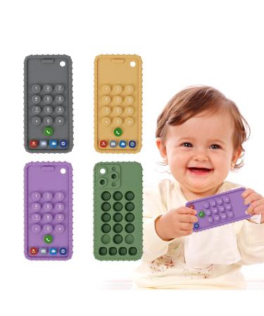 2-Pack Silicone Baby Teething Toys | BPA-Free Mobile Phone Teether for Babies 6-12 Months | Soft-Textured Chew Toys | Purple+Green - Buy Online on GoSupps.com