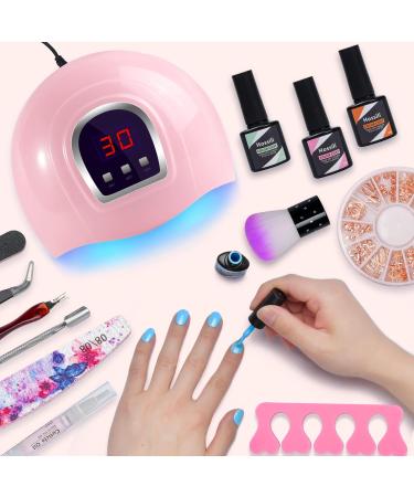 Gel Nail Kit with 54W LED Light - 12 Spring Color Gel Polish Set for Manicure - Starter Kit for Nail Art Lovers - Fashionable Gift Packaging - Buy Online on GoSupps.com