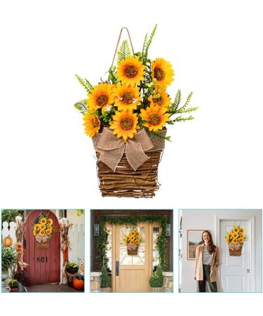 HOMSFOU 3pcs Sunflower Basket Sunflower Centerpieces for Tables Fake Plant Spring Wreaths Artificial Sunflowers Hanging Basket Christmas Farmhouse Decor Wall Silk Flower Flowerpot Yellowx3pcs 40x14cmx3pcs - Buy Online on GoSupps.com