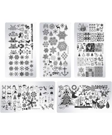 Uonlytech Christmas Nail Art Stamp Plates - 5pcs DIY Stencils for Perfect Manicure | Festive Nail Polish Stickers for Women - Buy Online on GoSupps.com