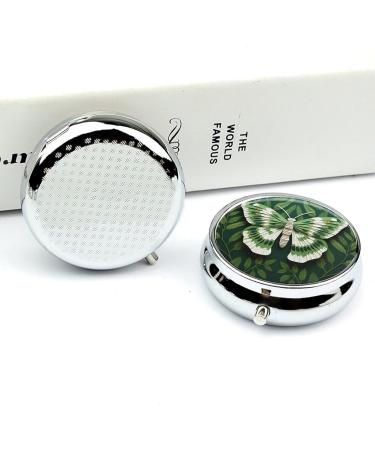 Portable 3 Compartment Travel Pill Box - White Moth Design | Small Pill Organizer for Handbag & Pocket - Ideal for Travel - Buy Online on GoSupps.com