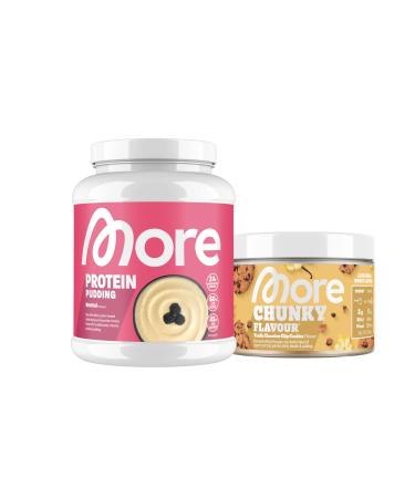 More protein pudding neutral 600 g & more chunky flavor 150 g vanilla chocolate chip cookie for a creamy pudding with taste less fat and fewer calories bundle with vanilla chocolate chip cookie 750g (1 Pack)