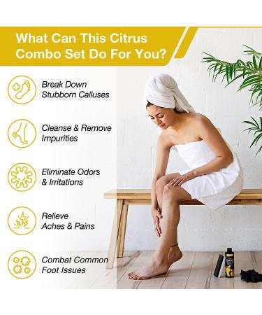 Daily Remedy Citrus Detox Callus Remover Gel & Pumice Stone - Professional Strength for Tough Calluses, Dead Skin, Dry Heels | Home Pedicure Gel + Pumice Scrubber - Buy Online on GoSupps.com