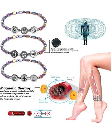 Magnetic Hematite Anklet for Swelling Relief and Lymphatic Drainage - Energy Healing Bracelet for Pain and Anxiety - Unisex Beach Anklet - Buy Online on GoSupps.com