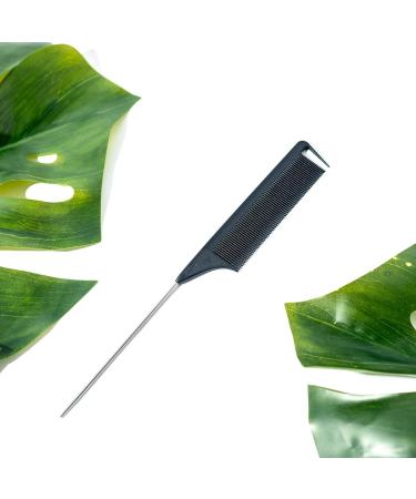 Dosso Beauty Carbon Fiber Rat Tail Comb - Metal End Styling Comb (Black) - Buy Online on GoSupps.com