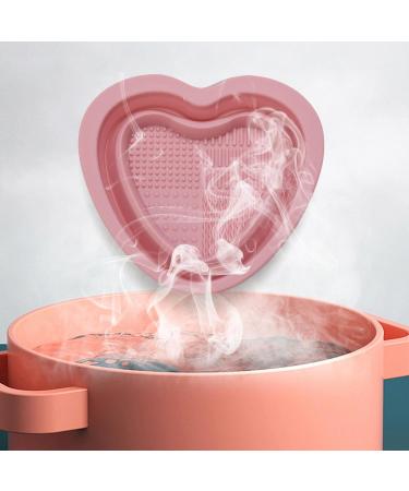 Geteawily Makeup Brush Cleaning Bowl Silicone Makeup Brush Cleaning Bowl | Heart Shape Silicone Cosmetic Brush Cleaner Cleaning Pad Pink - Buy Online on GoSupps.com