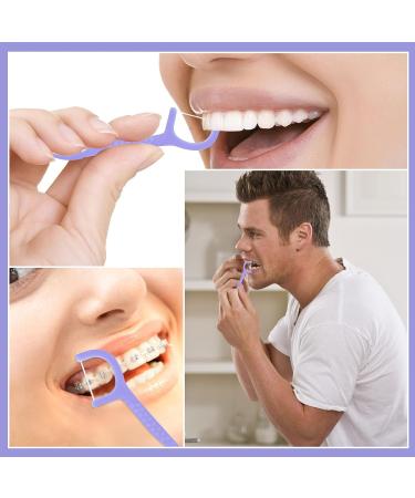 100 Pcs 2in1 Portable Dental Floss Picks - Disposable Interdental Cleaning Tool for Travel Home Office - Purple Toothpick Sticks - Buy Online on GoSupps.com