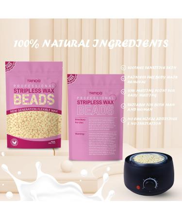 TRINIDa Professional Hard Wax Beads 500g - Painless Hair Removal for Women and Men - Full Body, Facial, and Legs - Includes 10 Applicators - Cream - Buy Online on GoSupps.com