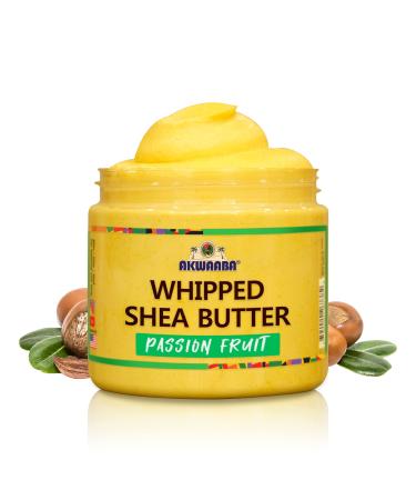AKWAABA Whipped Shea Butter (Passion Fruit) 12 oz - Body & Hair Moisturizer - With Raw Shea Butter from Ghana - Rich Vitamins A and E - Natural Yellow