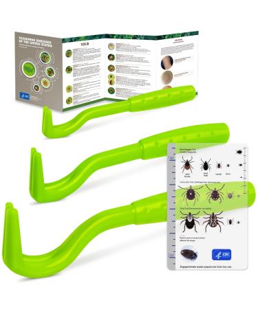 Tick Remover Tool and Tique Identification Card for Dogs Cats and Humans for Lyme Prevention