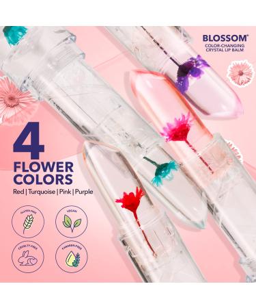Blossom Moisturizing Custom Color Changing Crystal Lip Balm - Strawberry Scented Lip Stain Tint 3g | Red | Infused with Real Flowers - Buy Online on GoSupps.com
