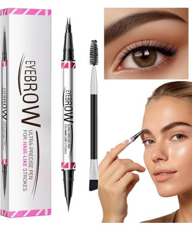 Bueffler Curved Eyebrow Pen 2 in 1 Eyebrow Pen with Eyeliner Pencil Waterproof 2 in 1 Eyebrow Pen Eyeliner PencilNatural Looking Eyebrow Pencil for Travel Shopping Business Trip 03 - Buy Online on GoSupps.com