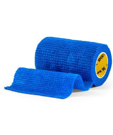 24 Rolls SPORTTAPE Self-Adhesive Football Sock Tape | 7.5cm x 4.5m - Blue | Cohesive Bandage - Pet & Vet Wrap for Dogs & Horses | Compression Bandage Shin Pad Tape Football Ankle Tape Blue 7.5x450 cm (Pack of 24)
