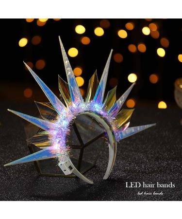 Zoestar Light Up Headband LED Crown Headbands Goddess of Liberty Glowing Hair Hoop Party Rave Hair Accessories for Women and Girls (A) - Buy Online on GoSupps.com