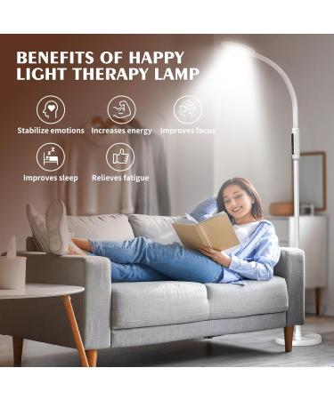Happy Light Therapy lamp 11000 Lux LED UV-Free Sunlight lamp Full Spectrum Happy Therapy lamp with 10 Adjustable Brightness Levels 2 in 1 Retractable Floor Sad Lamp (White) White-1 - Buy Online on GoSupps.com