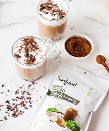 Organic Cacao & Mushrooms - Sunfood Superfoods 7.4 oz | Nutrient-Dense Superfood Blend - Buy Online on GoSupps.com