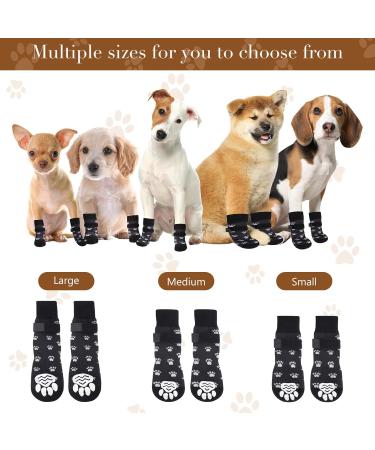Vyuwast 8 Pcs Dog Socks Paws Stop Licking Anti-Slip Dog Paw Protectors with Adjustable Straps Dog Socks with Grips for Small Medium Large Dogs Puppy Indoor Outdoor Hardwood Floor Walking(M Black) - Buy Online on GoSupps.com