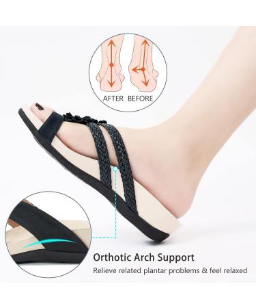 FUDYNMALC Women's Orthotic Flip Flops Sandals - Arch Support for Flat Feet - Plantar Fasciitis Comfort - Size 8 Black - Buy Online on GoSupps.com