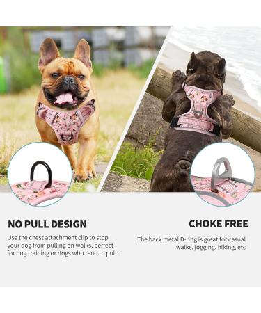 Heele Dog Crockery & No-Pull Harness for Medium Dogs | Softly Breathable Adjustable Reflective Dog Gear - Pink Flower Design - Buy Online on GoSupps.com