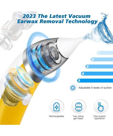Ear Vacuum Wax Remover - 5 Levels Strong Suction - USB Rechargeable - Electric Ear Wax Removal Kit for Adults and Kids (Yellow) - Buy Online on GoSupps.com