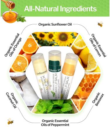 OneRoot 100% Organic Beeswax Lip Balm Unflavoured Lip Moisturizer for Dry & Cracked Lips With Coconut Oil Vitamin E Rosemary & Calendula Extract Hydrating Natural Lip Care (0.15oz) - Buy Online on GoSupps.com